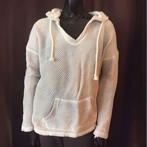 Ocean Drive hoody, white and grey knit, size L